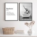Ver imagem 1 de Kit 2 Quadros Divertidos Banheiro - Elefante 24x18cm - com Vidro:madeira Preta