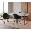 Ver imagem 1 de Mesa Jantar Industrial Filadélfia Branca 137x90cm Base Cobre com 4 Poltronas Pretas Eames Eiffel Mad