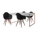 Ver imagem 2 de Mesa Jantar Industrial Filadélfia Branca 137x90cm Base Cobre com 4 Poltronas Pretas Eames Eiffel Mad