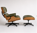 Ver imagem 3 de Poltrona Charles Eames com Puff - Freijó em Couro Verde Militar