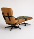 Ver imagem 2 de Poltrona Charles Eames com Puff - Freijó em Couro Verde Militar