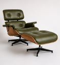 Ver imagem 1 de Poltrona Charles Eames com Puff - Freijó em Couro Verde Militar