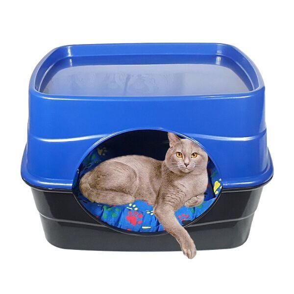 Kit toca para gatos caixa de transporte N2 colchonete + Bride - Azul - 3