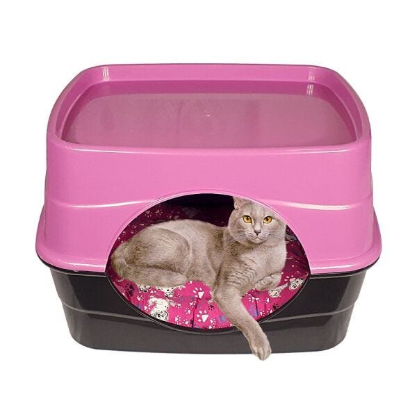 Kit toca para gatos caixa de transporte N2 colchonete + Bride - Rosa - 3