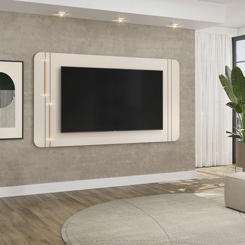 Painel para Tv até 75 Polegadas com Led Ariana Off White Dj Móveis