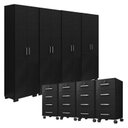 Ver imagem 1 de Kit 4 Gaveteiros para Escritório Gávea com Chave e 4 Livreiros Office Portas Grandes Preto Fosco – M