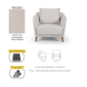 Conjunto Sofá Living Hórus e Poltronas Tecido Composê Linho Cru e Marrom Terracota 2,00m - 8