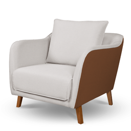 Conjunto Sofá Living Hórus e Poltronas Tecido Composê Linho Cru e Marrom Terracota 2,00m - 5