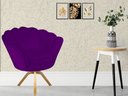 Ver imagem 4 de Poltrona Decorativa Pétala Base Giratória Madeira Suede Roxo Ms Decor