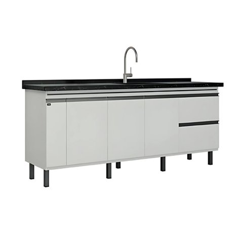 Gabinete de Cozinha Grande 4 Portas Armário 194cm 100% MDF:Branco
