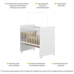 Mini Berço Moisés com Colchão - Branco/Bianco - 3