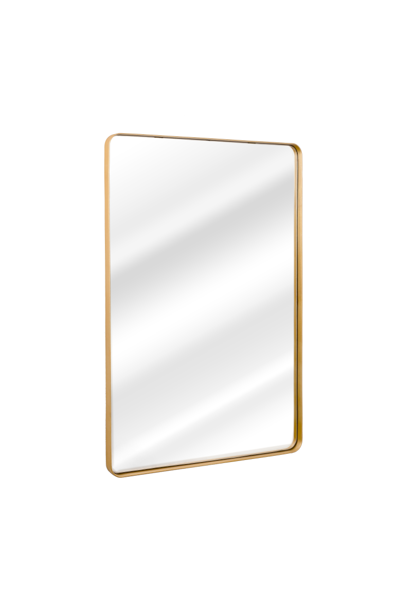 Espelho Quadrado com Moldura em Metal 90 x 60 cm - Cores - Dourado