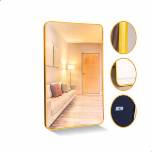 Espelho Decorativo Retangular Dourado com Moldura em Alumínio 90 X 60 Cm