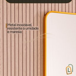 Espelho Decorativo Retangular Dourado com Moldura em Alumínio 90 X 60 Cm - 5