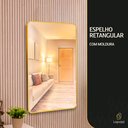 Ver imagem 2 de Espelho Decorativo Retangular Dourado com Moldura em Alumínio 90 X 60 Cm