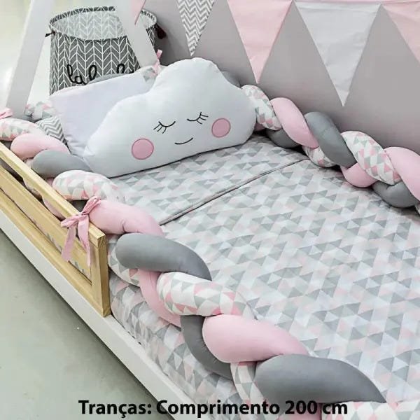 Resguardo De Cama Trança Essential Pink Zy Baby