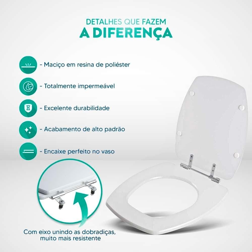 Assento Sanitário Poliester Perola Decorado Golfinho e Conchas para Vaso Pettra - 3