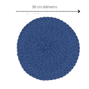 Ver imagem 5 de JOGO LUGAR AMERICANO REDONDO AZUL 38CM FEITO À MÃO SOUSPLAT DECORAÇÃO MESA JANTAR DESCANSO PRATO