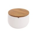 Ver imagem 2 de Pote Saleiro Açucareiro em Cerâmica Branco e Tampa Bambu Mimo Style