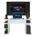 Ver imagem 4 de Mesa para Computador Gamer Madesa 9409 e Painel para TV até 58 Polegadas Branco/Preto Cor:Branco/Pre