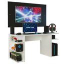 Ver imagem 2 de Mesa para Computador Gamer Madesa 9409 e Painel para TV até 58 Polegadas Branco/Preto Cor:Branco/Pre