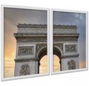 Ver imagem 2 de Kit 2 Quadros Decorativos Arco do Triunfo 33x24cm:moldura Branca