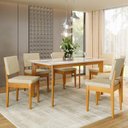 Ver imagem 1 de Conjunto Sala de Jantar Siera 6 Lugares Retangular Madeira Maciça Miami Natural/Cerejeira/Palha