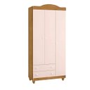 Ver imagem 2 de Guarda Roupa Lara 3 Portas 2 Gavetas em Mdf Alta Qualidade:nature/rosa