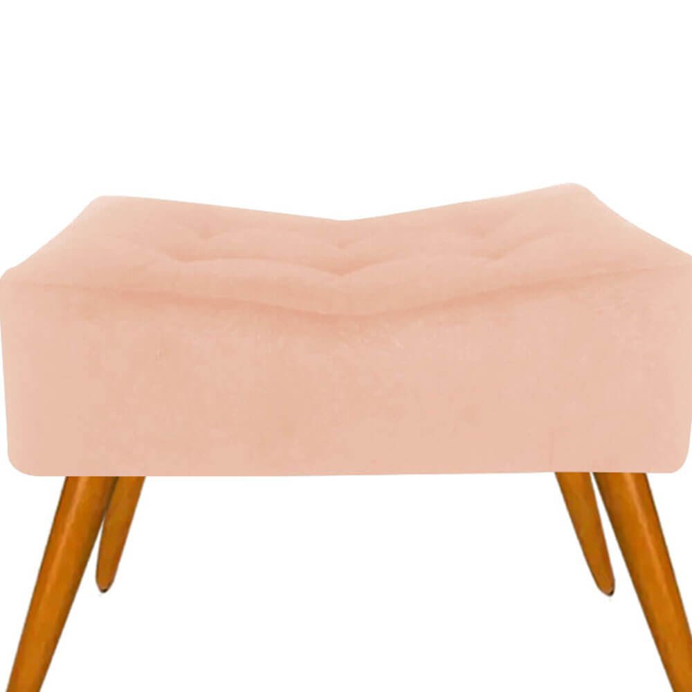 Puff Decorativo Gabriela Suede Rosa Pés Palito para Sentar - 4