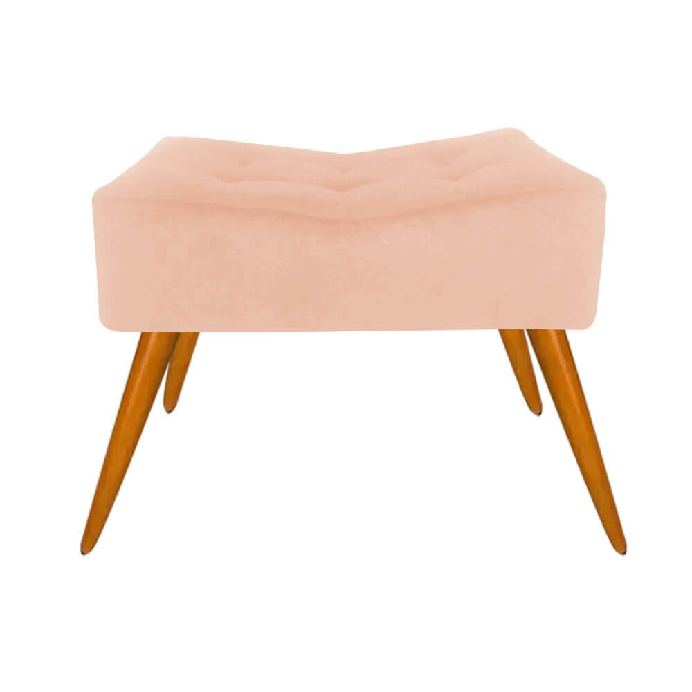Puff Decorativo Gabriela Suede Rosa Pés Palito para Sentar - 1