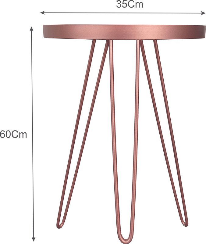 Mesa Lateral Rosé Gold em Ferro com Tampo em Vidro - 4