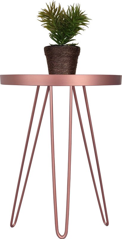 Mesa Lateral Rosé Gold em Ferro com Tampo em Vidro - 1