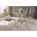 Ver imagem 1 de Conjunto: Mesa de Cozinha Volga C/ Tampo de Vidro 90cm e 4 Cadeiras Lisboa Cromada - Capuccino -