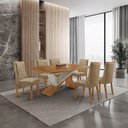 Ver imagem 3 de Mesa de Jantar Yasmin 180cm Tampo MDF Laminado Canto Copo com 6 Cadeiras Carolina