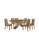 Ver imagem 1 de Mesa de Jantar Yasmin 180cm Tampo MDF Laminado Canto Copo com 6 Cadeiras Carolina