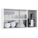 Ver imagem 2 de Armário Aéreo Cozinha em Aço Diamante 3 Portas com Vidro Branco/Preto 818007 - Telasul