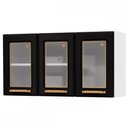 Ver imagem 1 de Armário Aéreo Cozinha em Aço Diamante 3 Portas com Vidro Branco/Preto 818007 - Telasul