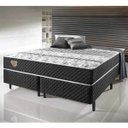 Ver imagem 1 de Conjunto Cama Box King Size Soft Comfort Preto Molas Verticoil - 193x203x60cm