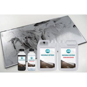 Kit Porcelanato Liquido Metálico Cinza Platinum / Preto Profundo AG por M² Resinas ag Kit Porcelanat