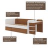 Cama de Solteiro Funcional Infantil com Escrivaninha e Cama Auxiliar 100% Mdf Premium Helena - 9