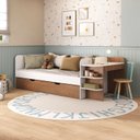 Ver imagem 1 de Cama de Solteiro Funcional Infantil com Escrivaninha e Cama Auxiliar 100% Mdf Premium Helena
