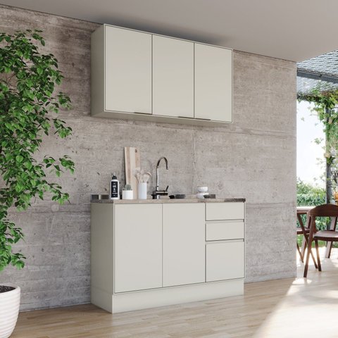 Cozinha Compacta 2 Peças Fineze em MDF Areia