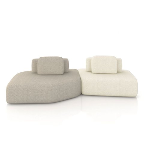 Sofá Ilha Dakota 2 Módulos 280cm Encostos Almofadas Soltas Bouclê Bege/offwhite G33 - Gran Belo