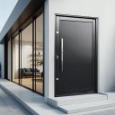 Ver imagem 2 de Porta Pivotante Alumínio Lambril c/Puxador Dir. Elite Preto 216x130 Brimak