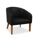 Ver imagem 2 de Poltrona Sala Decorativa Stella Pé Madeira Trapézio Castanho Sintético Pu Preto D03 - D’Rossi