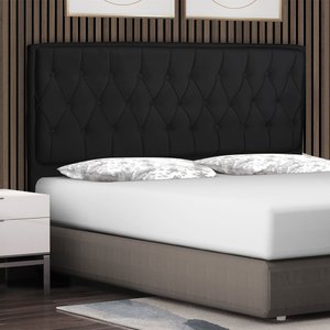 Cabeceira Cama Box Queen Jadi 160 Cm Suede Preto - MV Estofados Shop