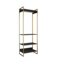 Ver imagem 2 de Closet Modulado Estilo Industrial Solteiro Loft Preto Cabideiro Base Dourada