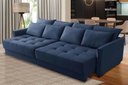 Ver imagem 1 de Sofá Cama Retrátil e Reclinável 2,10m com Molas Cairo Veludo Azul Mirra Decor