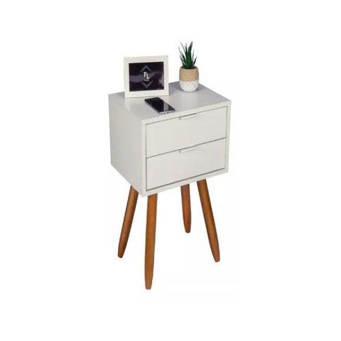 Mesa de Cabeceira Retrô 30cm com 2 Gavetas 100% MDF