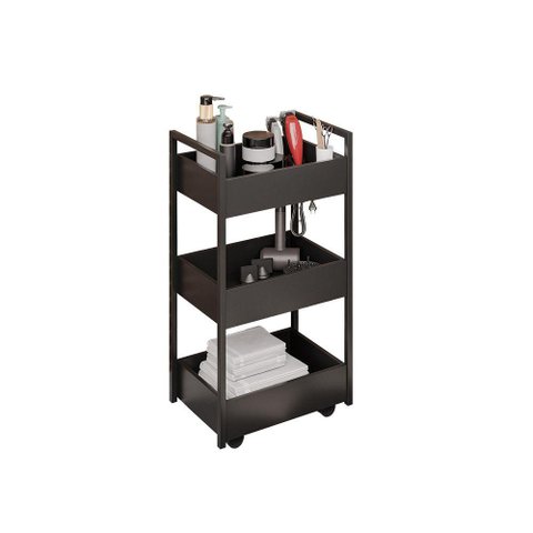 Carrinho de Apoio Estética Salão Industrial 3 Prateleiras Lille Preto-pto M12 - D'Rossi
